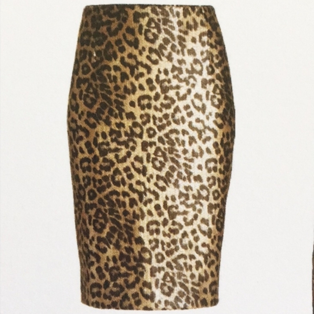 Worth New York Gold Sequin Leopard Print Slim Skirt Size 6